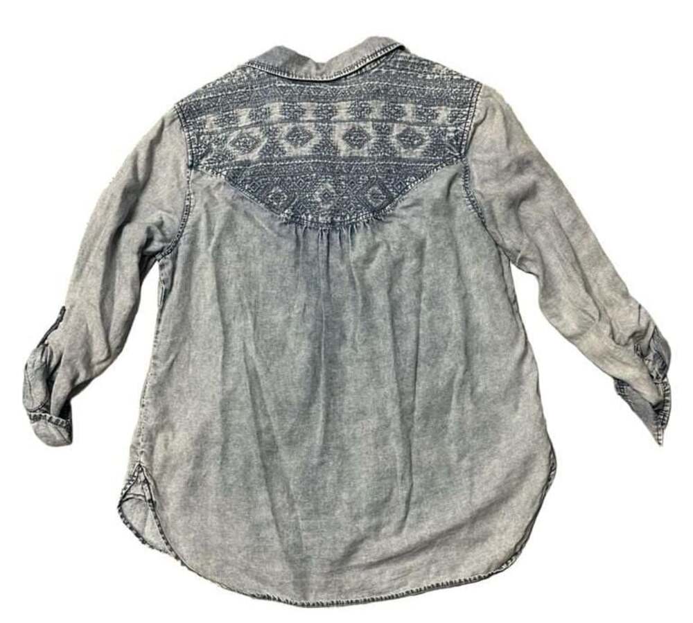 Vintage America Blues Women's Acid Wash Denim Blouse Size L - Picture 4 of 5